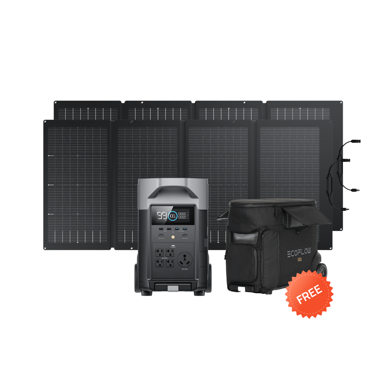Delta Solar Panel EcoFlow DELTA Pro + 2*220W Portable Solar Panels + DELTA Pro Bag (Free ...